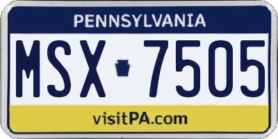 PA license plate MSX7505