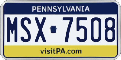 PA license plate MSX7508