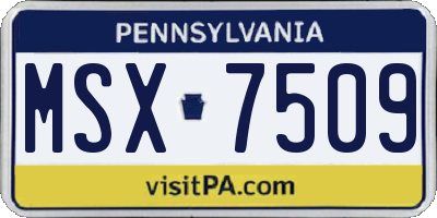 PA license plate MSX7509