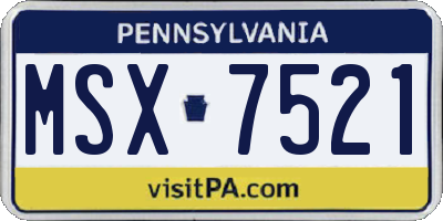 PA license plate MSX7521