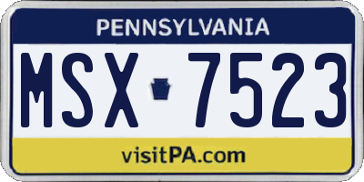 PA license plate MSX7523