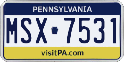 PA license plate MSX7531
