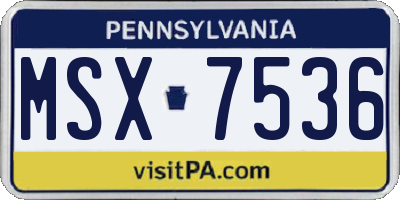 PA license plate MSX7536