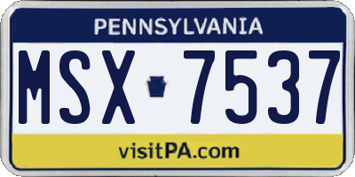 PA license plate MSX7537