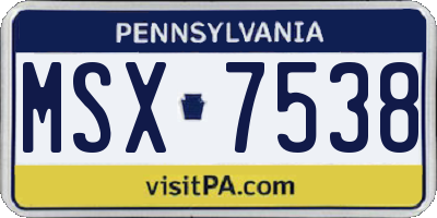 PA license plate MSX7538
