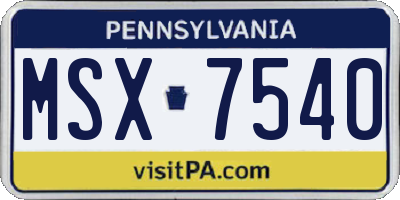 PA license plate MSX7540
