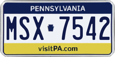 PA license plate MSX7542