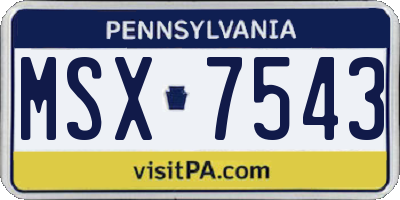 PA license plate MSX7543