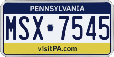 PA license plate MSX7545