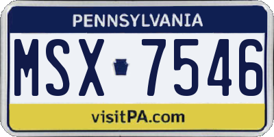 PA license plate MSX7546