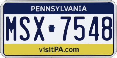 PA license plate MSX7548