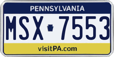 PA license plate MSX7553
