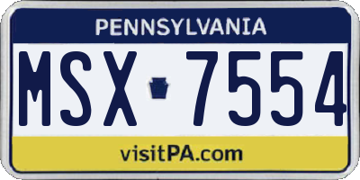 PA license plate MSX7554