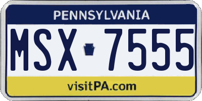 PA license plate MSX7555