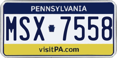 PA license plate MSX7558