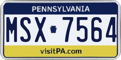 PA license plate MSX7564