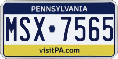 PA license plate MSX7565