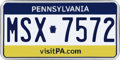 PA license plate MSX7572