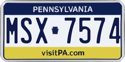 PA license plate MSX7574