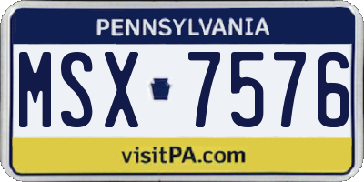 PA license plate MSX7576