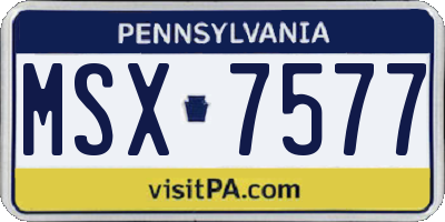 PA license plate MSX7577