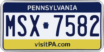 PA license plate MSX7582