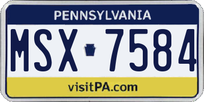 PA license plate MSX7584