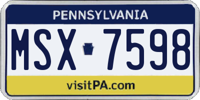 PA license plate MSX7598