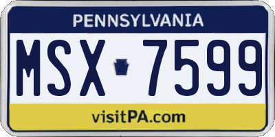 PA license plate MSX7599