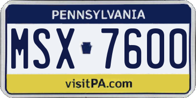 PA license plate MSX7600