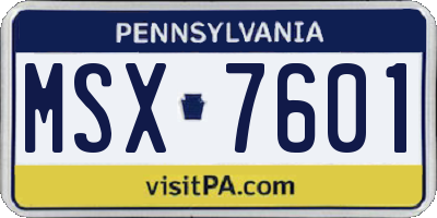 PA license plate MSX7601