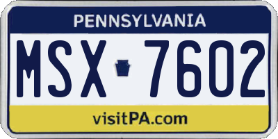 PA license plate MSX7602