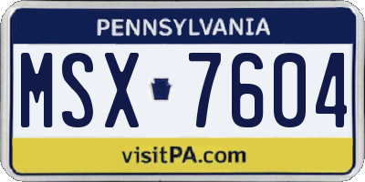 PA license plate MSX7604