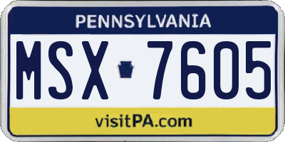 PA license plate MSX7605