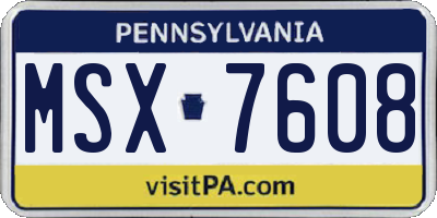 PA license plate MSX7608