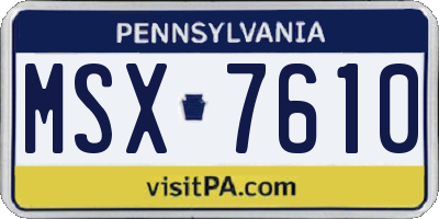 PA license plate MSX7610