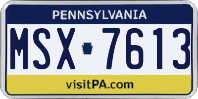 PA license plate MSX7613