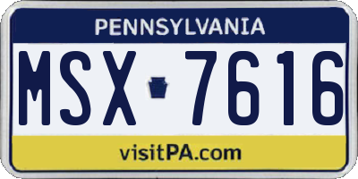 PA license plate MSX7616
