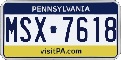 PA license plate MSX7618
