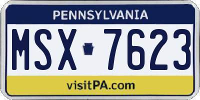 PA license plate MSX7623