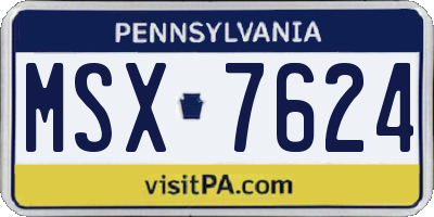 PA license plate MSX7624