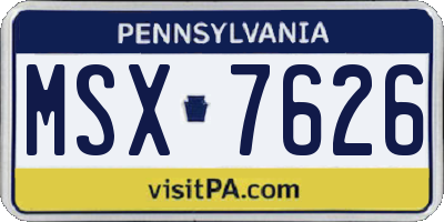 PA license plate MSX7626
