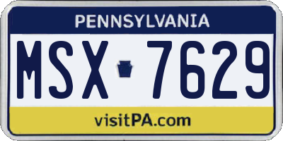 PA license plate MSX7629