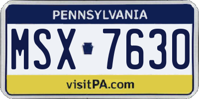PA license plate MSX7630