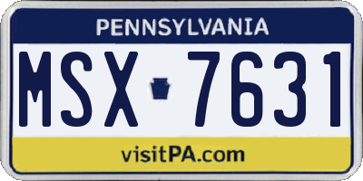 PA license plate MSX7631