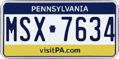 PA license plate MSX7634