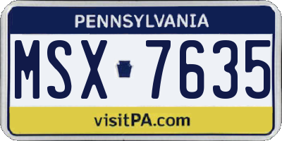 PA license plate MSX7635