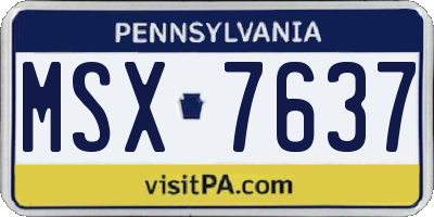 PA license plate MSX7637