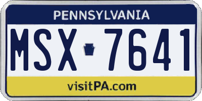 PA license plate MSX7641