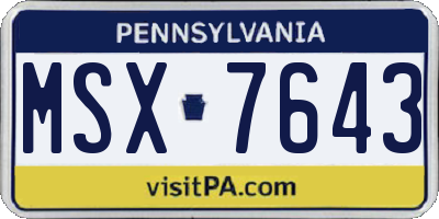 PA license plate MSX7643